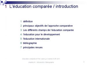 éducation comparée définition