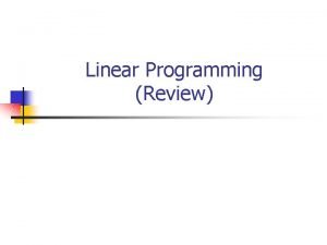 Linear programming characteristics