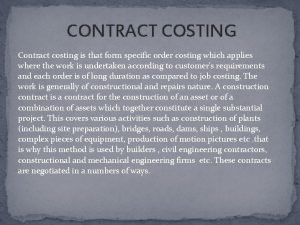 Contract costing meaning