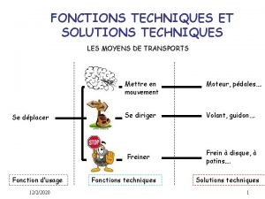 Fonctions et solutions techniques