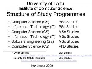 Institute of computer science university of tartu