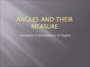 ANGLES AND THEIR MEASURE Geometric Representation of Angles