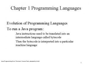 Chapter 1 Programming Languages Evolution of Programming Languages