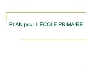 PLAN pour LCOLE PRIMAIRE 1 Deux objectifs Diviser