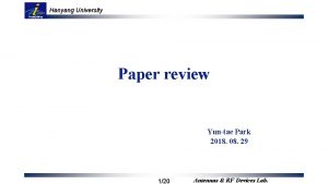 Hanyang University Paper review Yuntae Park 2018 08