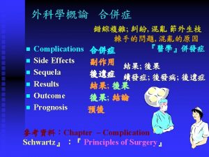 General Complications 1 Wound Complications Postoperative Parotiditis Postoperative