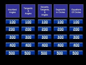 Inscribed Angles Tangents Angles Secants Tangents Angles Segments