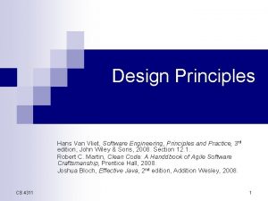 Design Principles Hans Van Vliet Software Engineering Principles