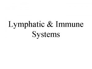 Lymphatic Immune Systems Lymphatic System Lymph vessels Lymph