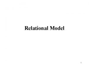 Relational Model 1 Relational Database Definitions Relational database