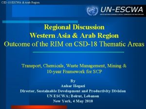 CSD18 ESCWA Arab Regional Discussion Western Asia Arab