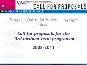 European Centre for Modern Languages Graz Call for