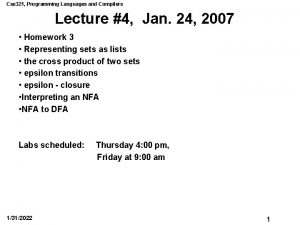 Cse 321 Programming Languages and Compilers Lecture 4