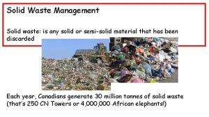 Solid Waste Management Solid waste is any solid