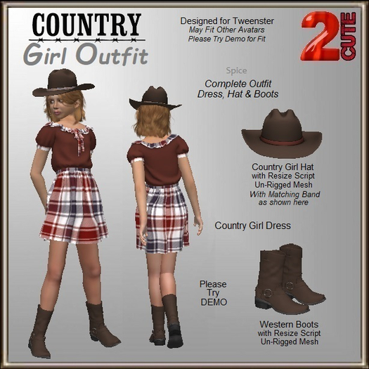 Second Life Marketplace - Country Girl Outfit [2cute] Spice