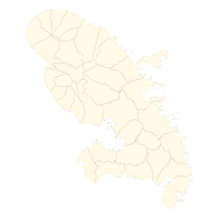 Mercator projection map of Martinique in dark amber on transparent background