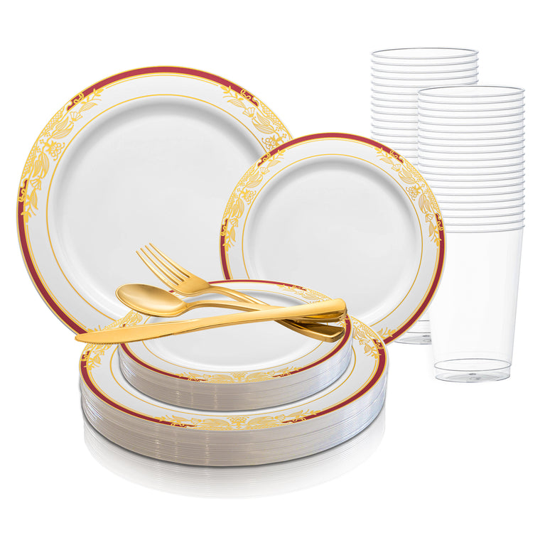 Plastic Plates - Burgundy Harmony Wedding Set | Smarty Had A Party ...