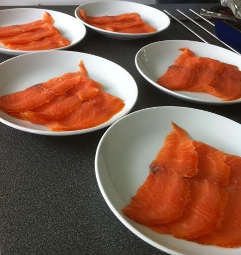 smoked salmon on plate