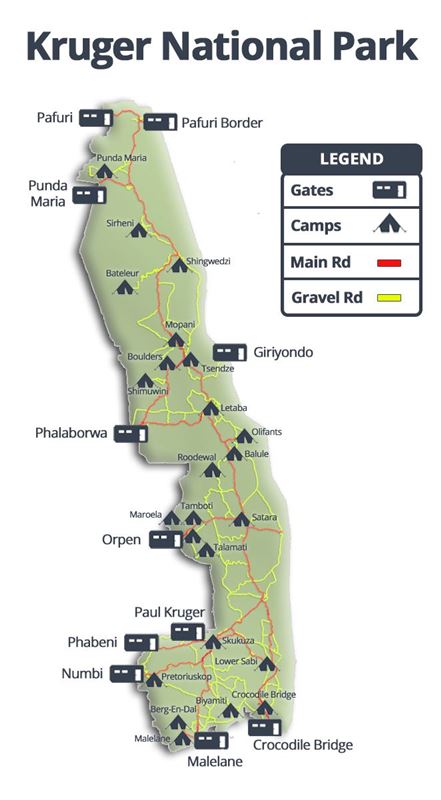 Kruger National Park Detailed Map Showing Roads Entra - vrogue.co