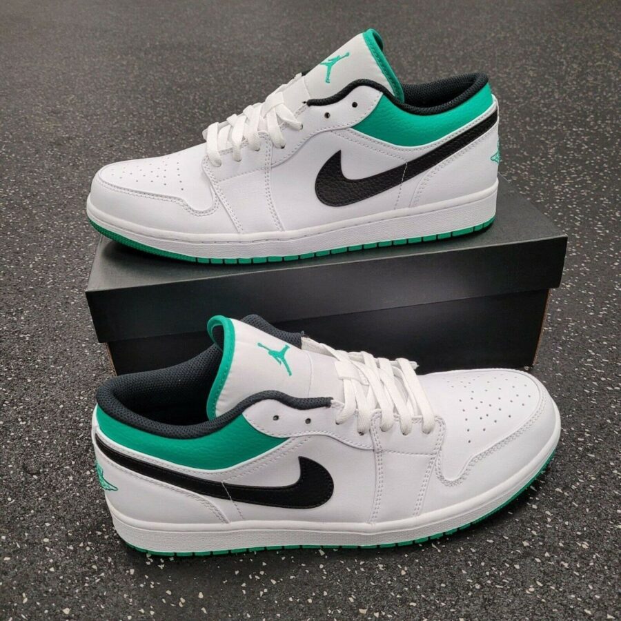 giày nam air jordan 1 low white lucky green black 553558-129