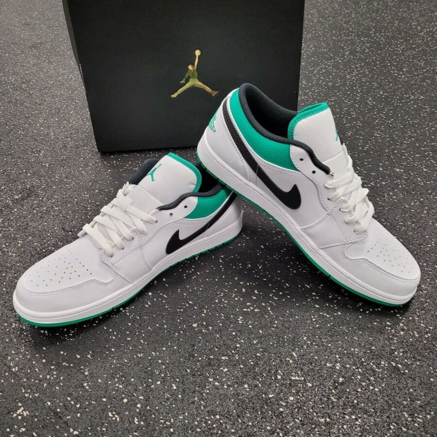 giày nam air jordan 1 low white lucky green black 553558-129