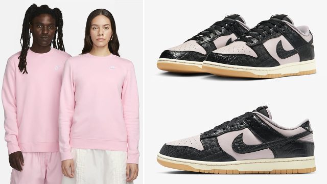 Nike Dunk Low Pink Foam Black Croc Sweatshirt Outfit