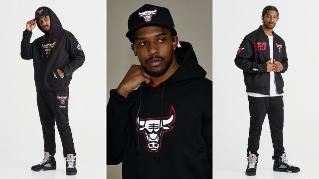 Air Jordan 5 Black Metallic Reimagined Chicago Bulls Reflective Clothing Pro Standard Hoodie Pants Jacket Hat