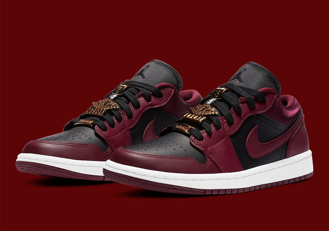 Upcoming Air Jordan 1 Low In Maroon Adds Golden Accessories