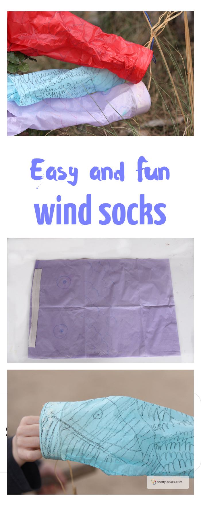 Easy Tissue Paper wind Sock Activity. My kids loved making these wind sock kites. They were super easy and super fun.