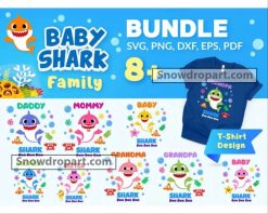 8 Baby Shark Family Svg Bundle, Baby Shark Vector, Baby Shark Svg