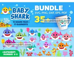 35 Baby Shark Elements Svg Bundle, Baby Shark Clipart, Baby Shark Svg