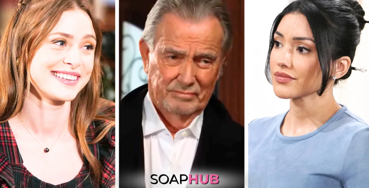 Young and the Restless Spoilers Weekly Update January 6 — 10 Claire, Victor, and Audra with the Soap Hub logo.