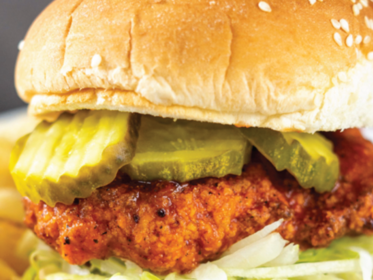 fried chicken sandwich with pickles