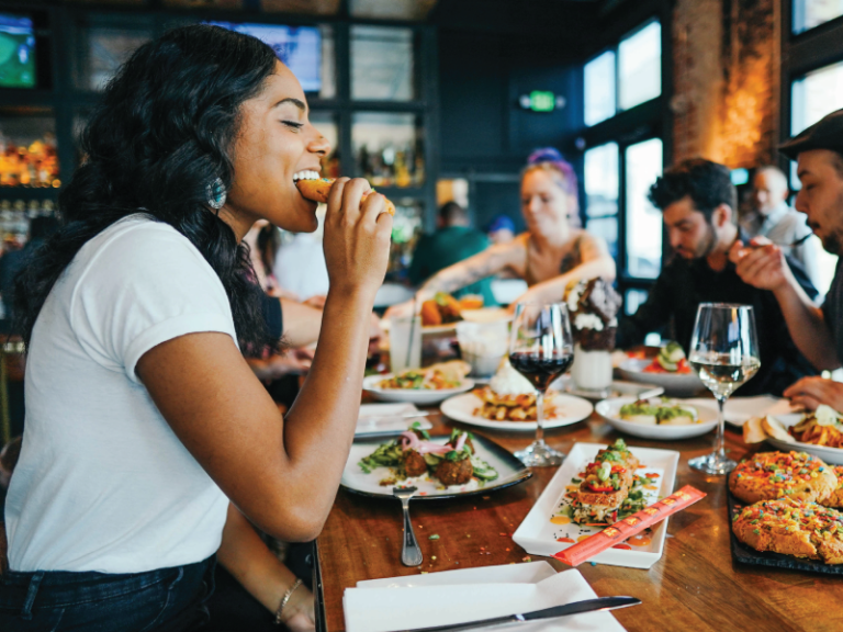 people eating in a restaurant