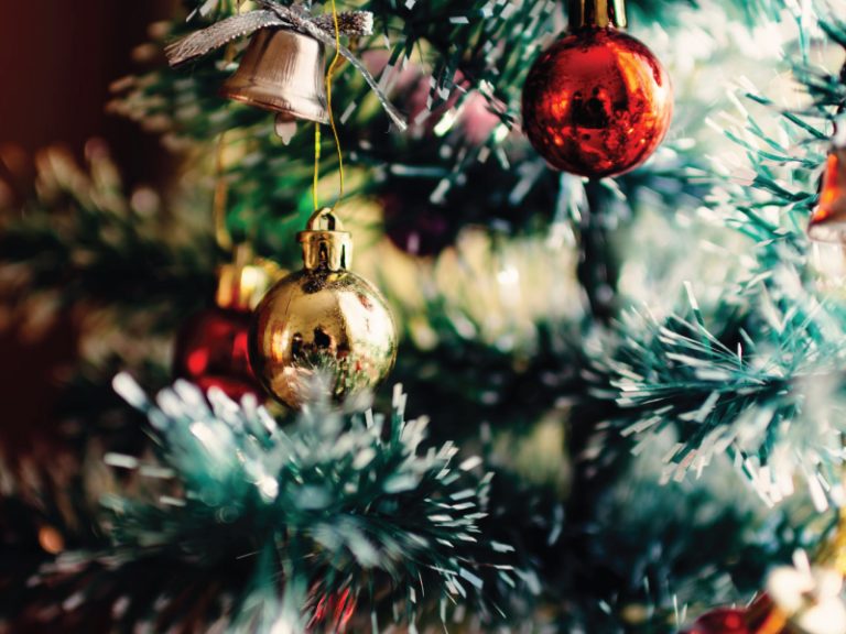 Christmas ornaments on a tree