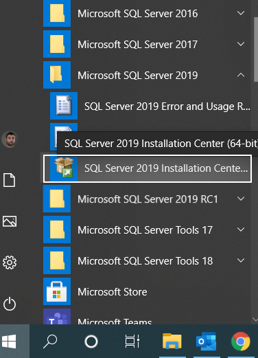 SQL Server Installation Center command