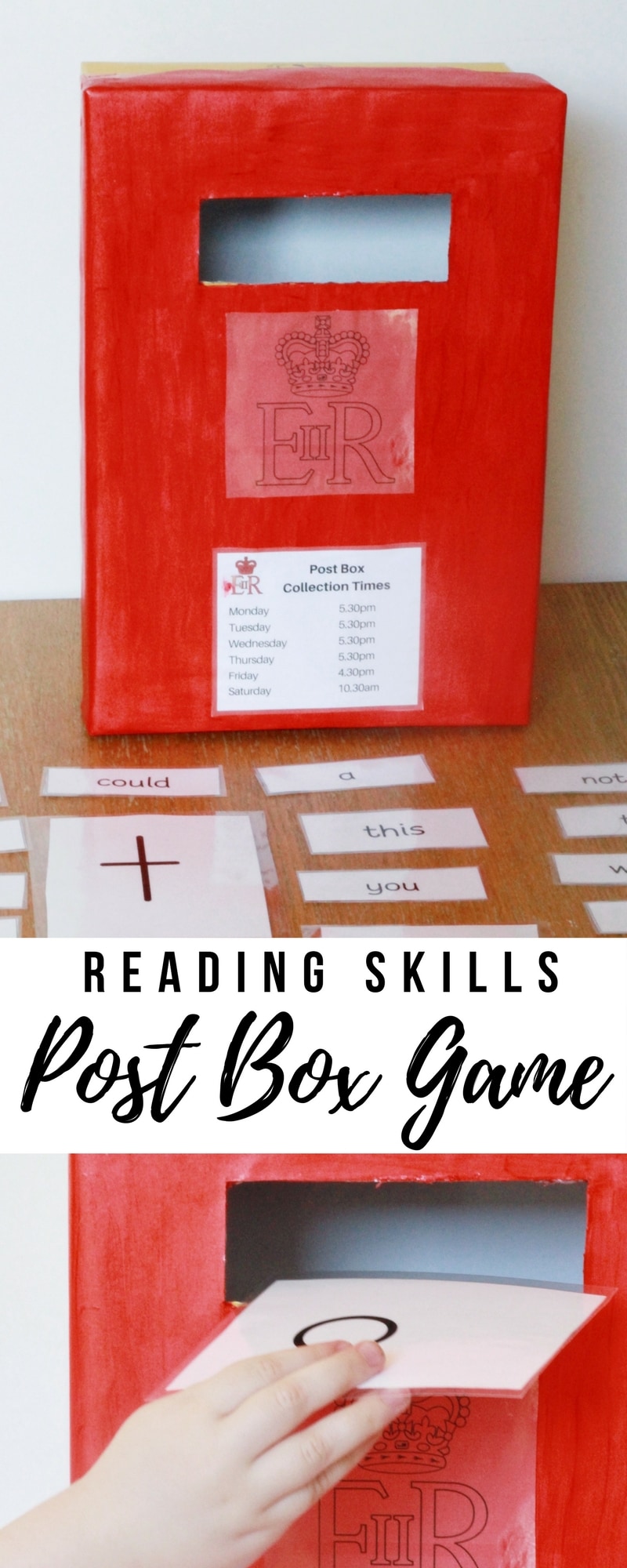 Post Box Reading Skills Game - A game to use with children aged 2-10 in for a fun way to develop their reading skills. #reading #skills #educationalgames #kids #children #homeed #homeschool