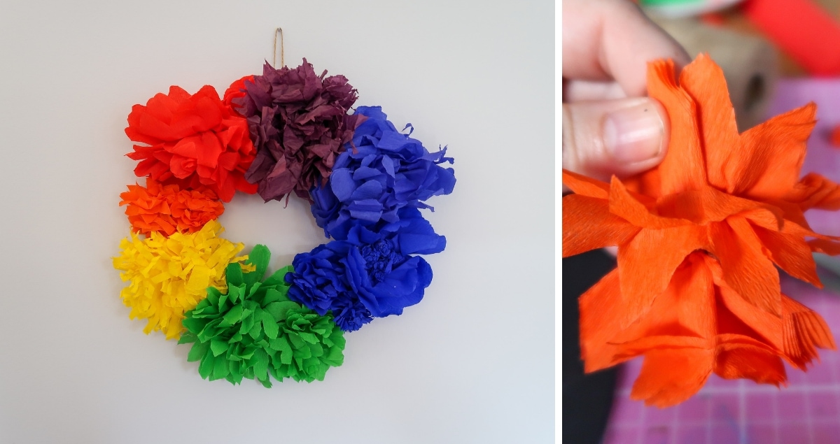 Rainbow Paper Flower Wreath Feature