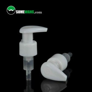 Dua Dispenser Sabun Bilik Mandi plastik putih 24mm dan 28mm untuk Botol Kosong, sesuai untuk botol kosong 24mm dan 28mm, dengan tapak web "somewang.com" di latar belakang, satu tegak dan satu berbaring di sisinya