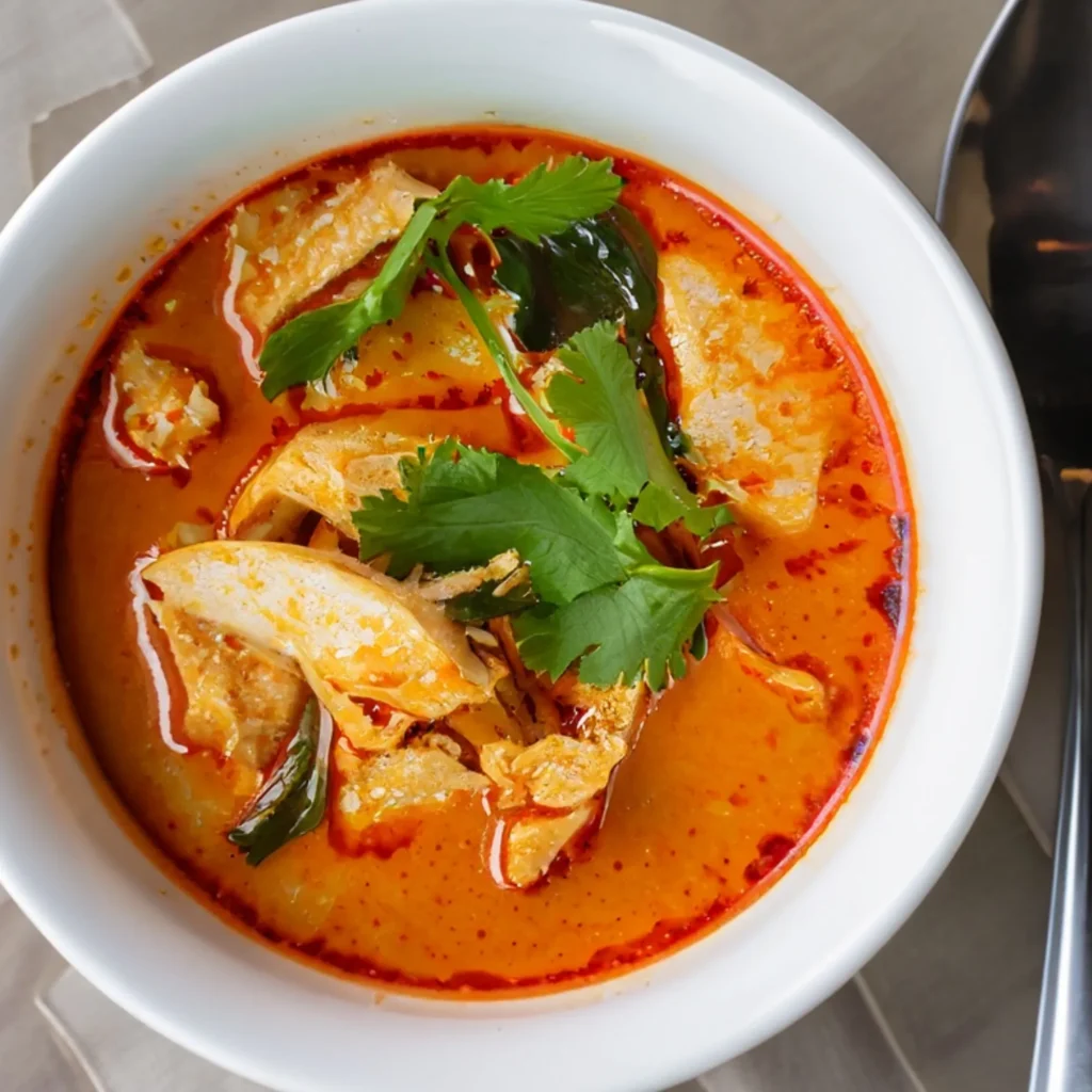 thai red curry coconut chicken soup 10