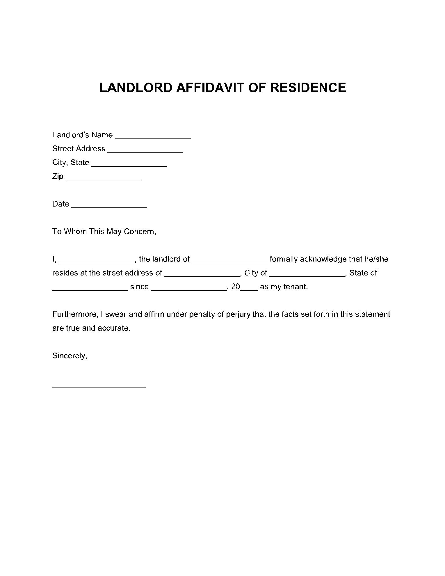 Notarized Letter Of Residency