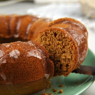 a slice of molasses gingerbread cake