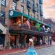 A girl walking down the shopping streets in Savannah