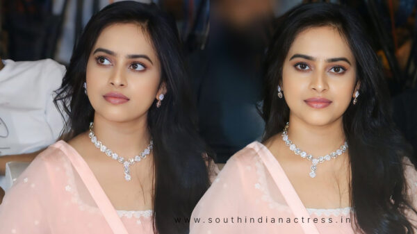 Sri Divya Steals the Show in Peach Anarkali at Sathyam Sundaram