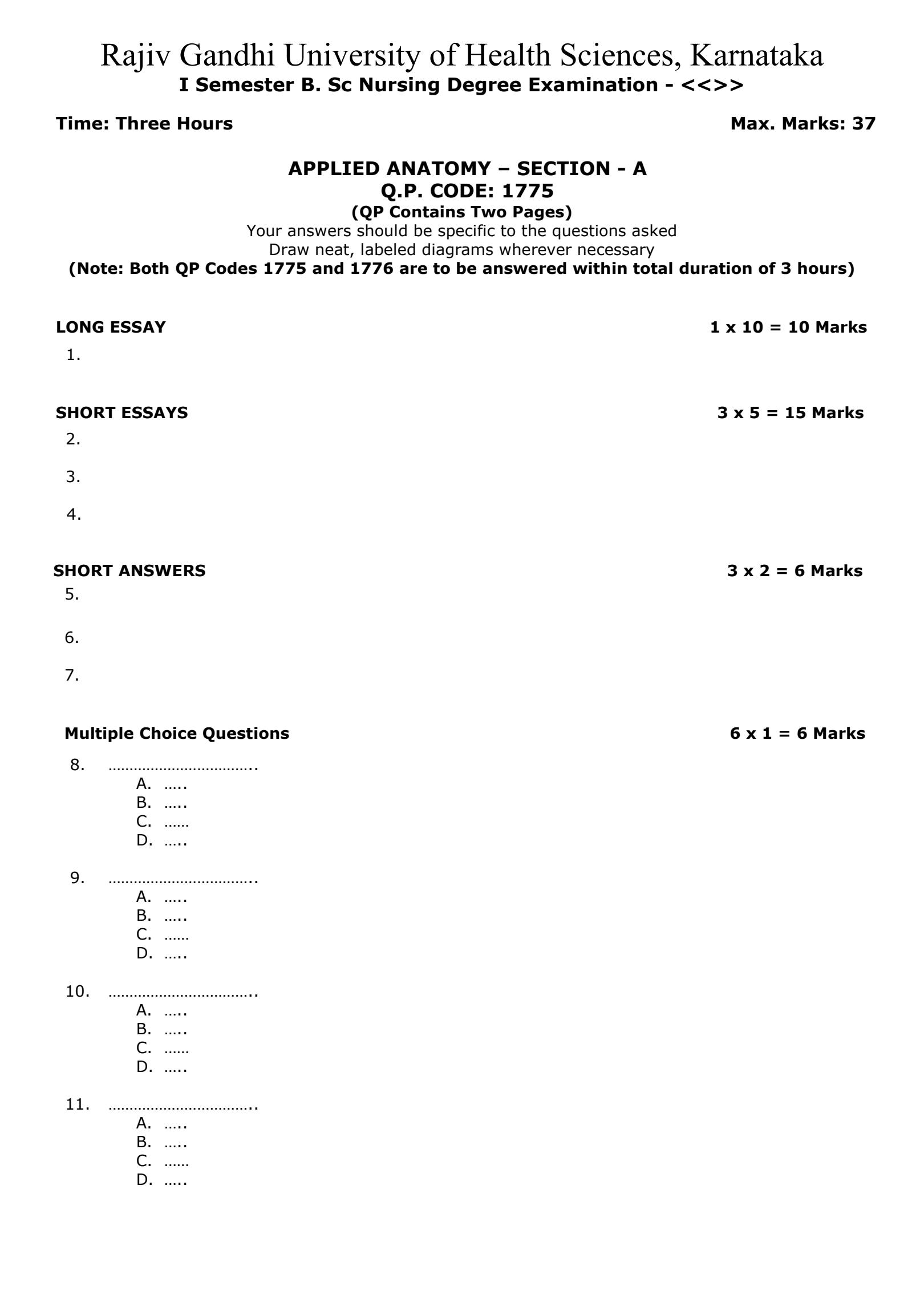 SOLUTION: Bscnursing qp blueprint - Studypool