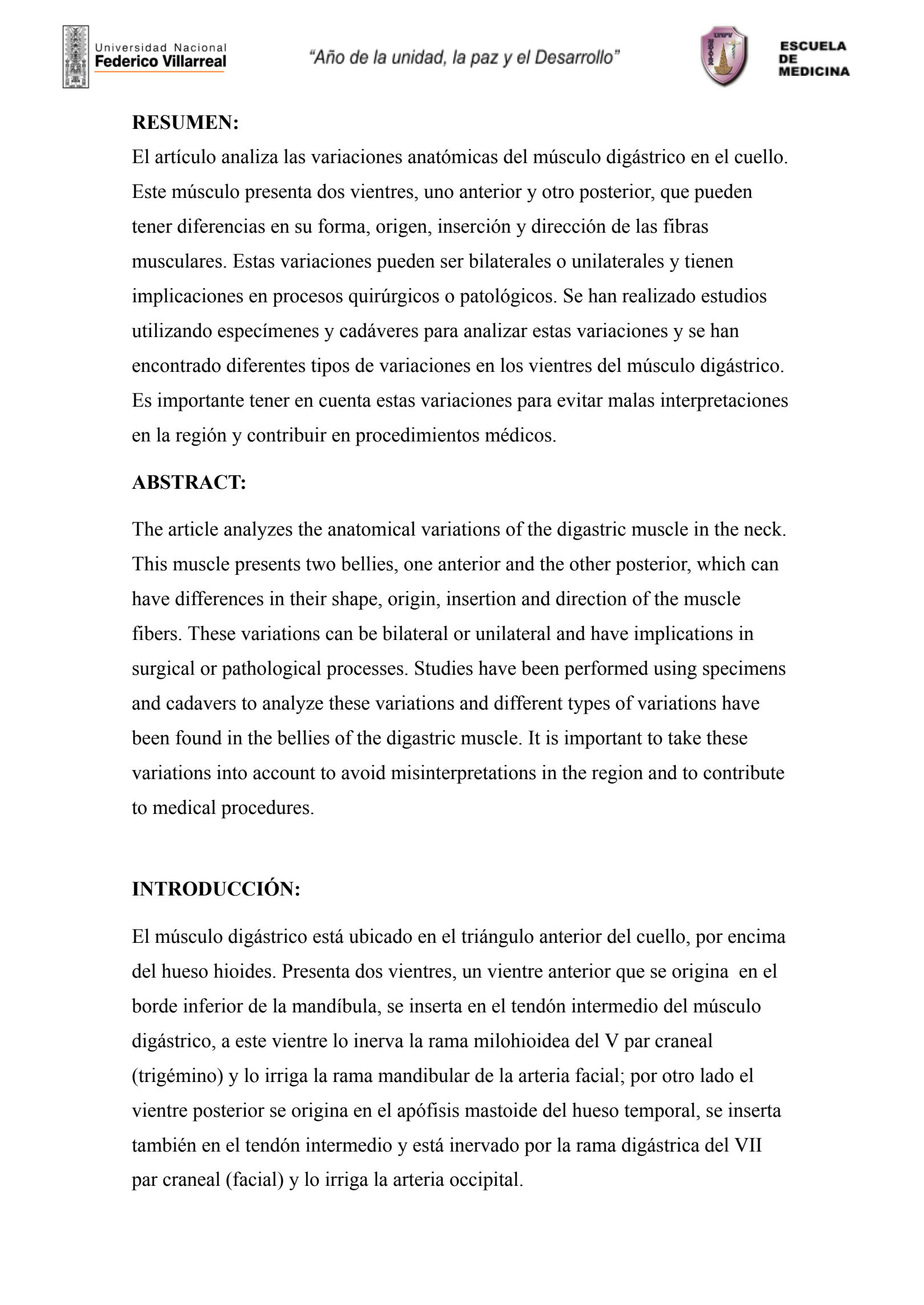 SOLUTION: Variaciones anatomicas del musculo digastrico - Studypool