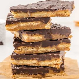 Ritz Cracker Toffee stacked on top of each other