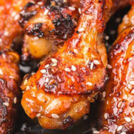 close up shot of Air Fryer Honey Garlic Chicken