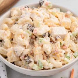 a bowl of Chicken Macaroni Salad