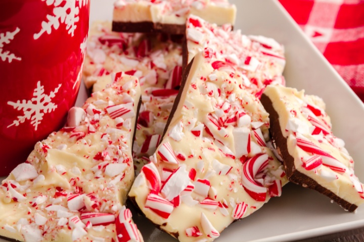 easy homemade chocolate peppermint bark recipe is a perfect Christmas dessert or holiday treat